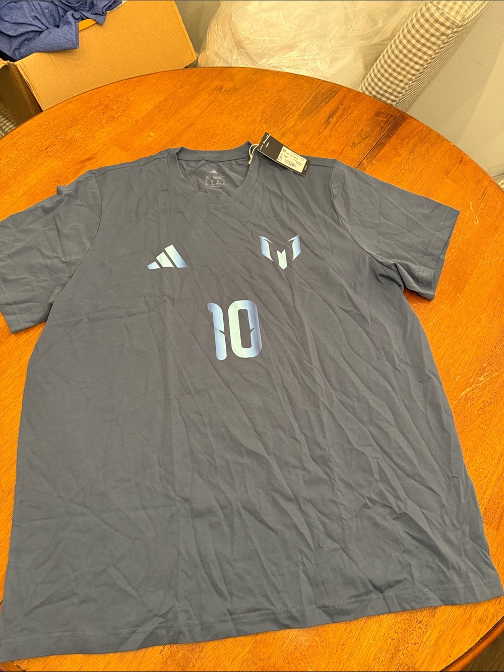 adidas Gray Short Sleeve Messi 10 Graphic Tee xxl